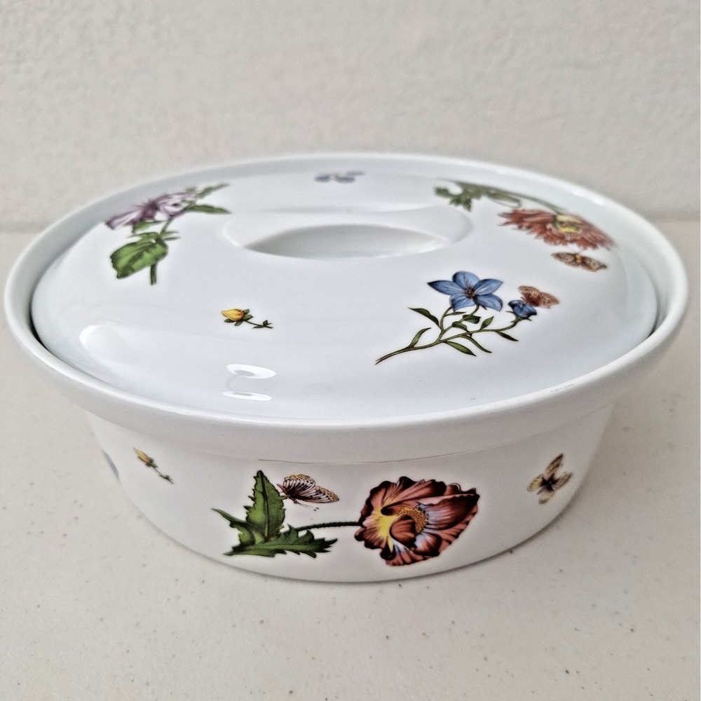 Cordon Bleu Freida 2 Qt Floral Butterfly Casserole Stoneware Dish w/Lid